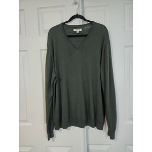 Goodthreads Mens V-Neck Sweater Olive Green 100% Merino Wool XXL